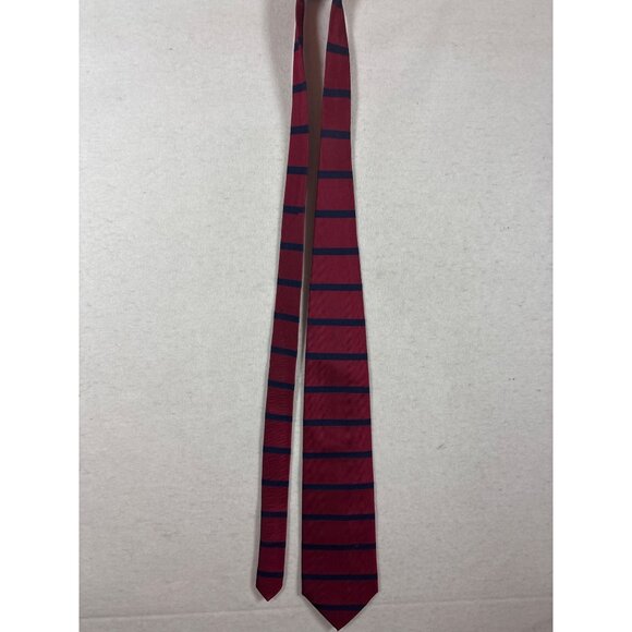 Brooks Brothers Silk Tie Red & Navy Stripes Hand Made In USA - Picture 1 of 5